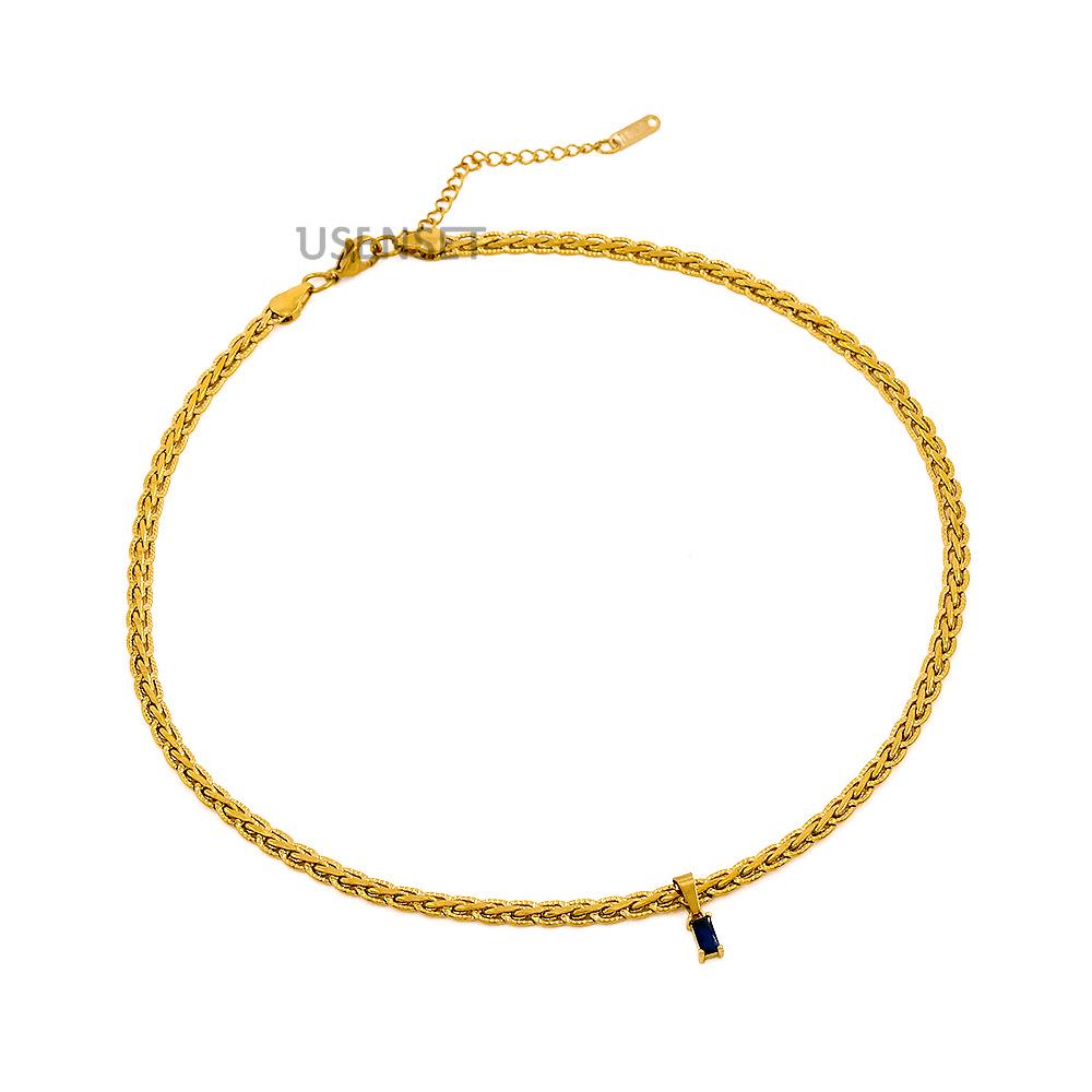 European & American Colorful Zircon Pendant Necklace with 18K Gold-Plated Copper Clavicle Chain - Women's Unique Design YS31