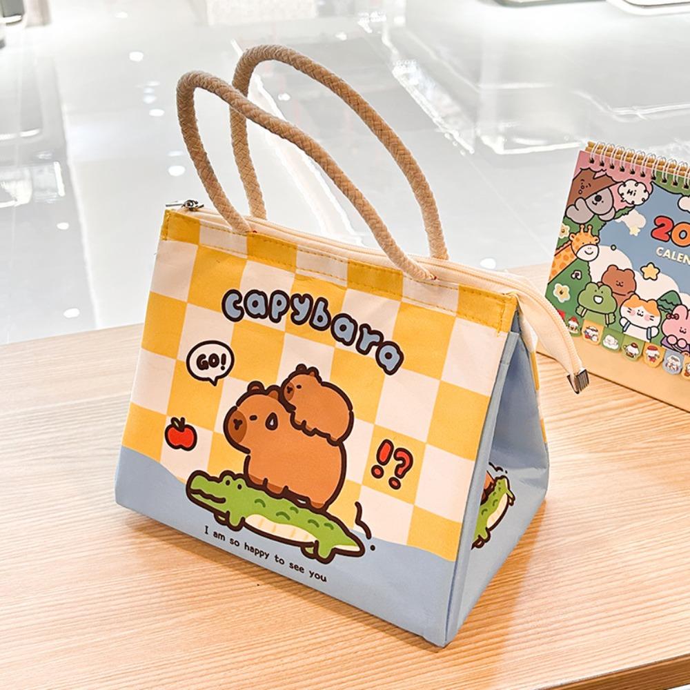 Kawaii Capybara Thermal Lunch Bag Insulated Portable Food Storage Bag Cartoon Lunch Box For Women Girl Kids