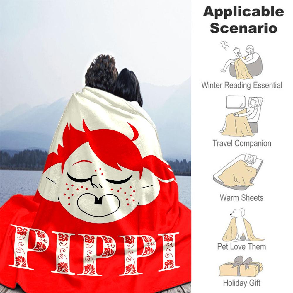1pc Pippi Longstocking Outdoor Blanket Lightweight Flannel, Soft & Warm, All Season Use for Sofa, Outdoor, Camping, Living Room, Office, Chair