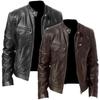 Leather Jacket Men's Stand Collar Trend Spring and Autumn New Leather Jacket Handsome Motorcycle Suit Green Large Size Jacket