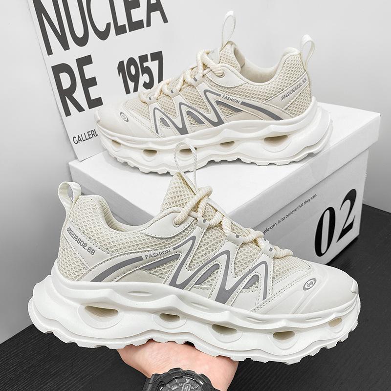 Casual shoes Lightweight thick-soled cushioning mesh shoes Outdoor light luxury Hong Kong style sports dad shoes