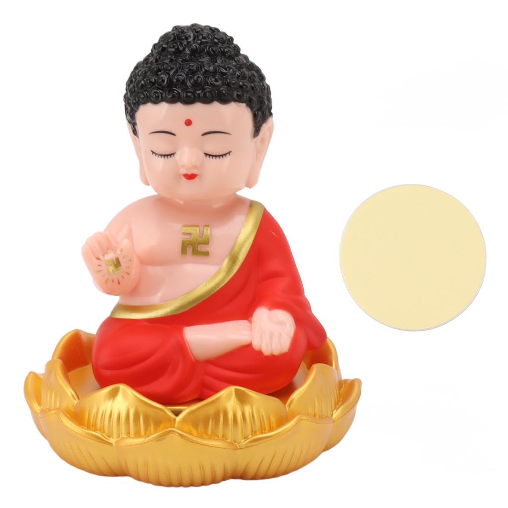 Buddha Ornament Solar Powered Light Energy Sensing Auto Nod Buddha Decoration for Home Car Office