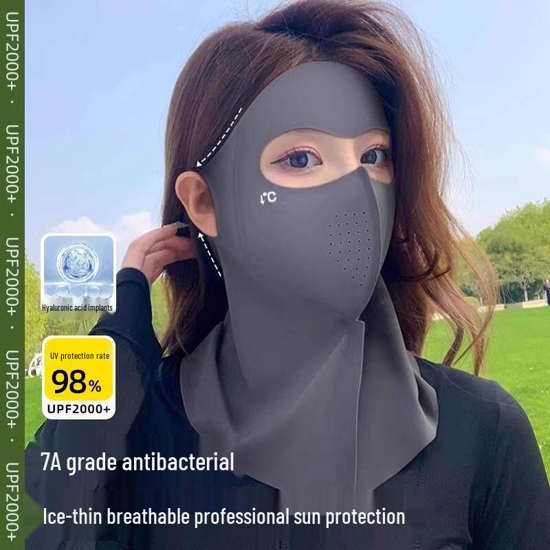 Nahtlose UPF50+ Gesichtsmaske: Voller Sonnen- und Windschutz, Sommerwärme, Tragbares Kopf-Design