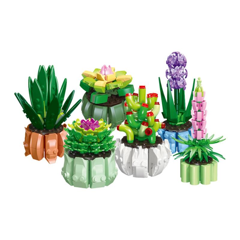 Mini Bonsai Building Blocks Desktop Ornaments Small Particles Diy Assembled Building Blocks Flower