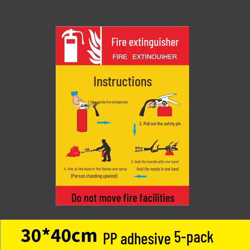 

Fire Extinguisher Instruction Sticker Set (5 Pcs)