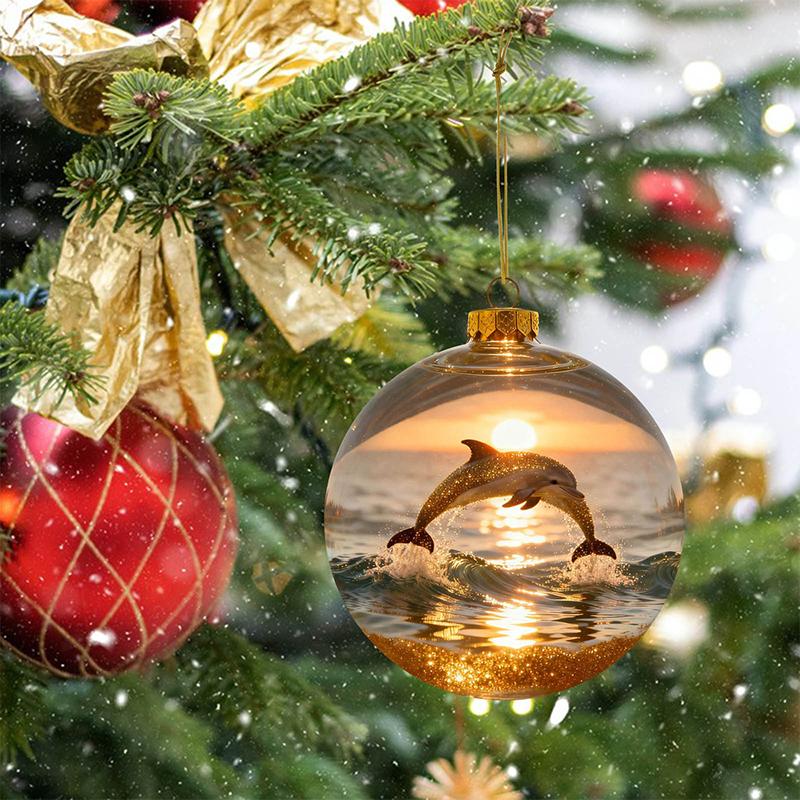 8Cm Transparent Acrylic Ball Cardinal/Hummingbird Pattern Creative Tree Decoration Hanging Pendant For Home