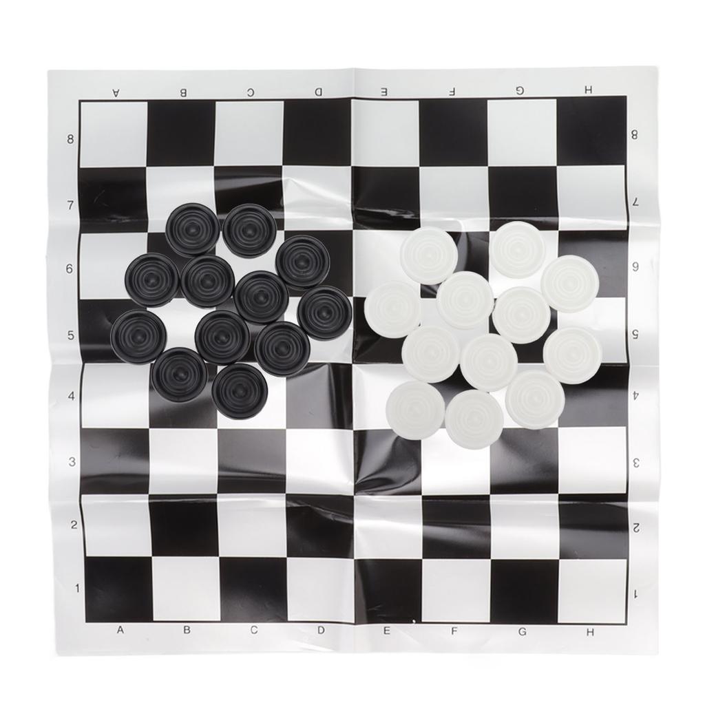 Checkers Set Stackable Black White Plastic Pieces Draughts Board Game with Transparent Box for 3 Years Old Above