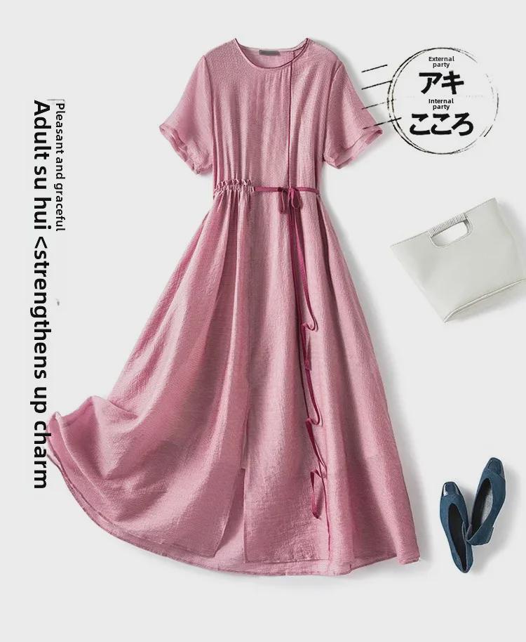 Elegantes Sommer-A-Linien-Kleid in Übergröße für Damen - Schlanke Taille, Kollektion 2021 (3353)