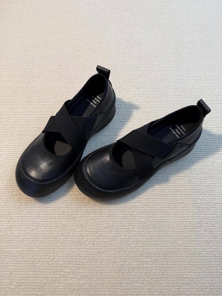 Cowhide version~ silent platform sports style loafers women's 2025 new cross-elastic Mary Jane shoes single shoes