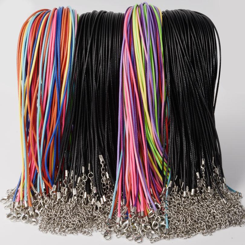 50cm Black/Rainbow Mix Leather Cord Necklace For Women Men Accessories Adjustable Braided Rope Vintage Extended Chain DIY Choker