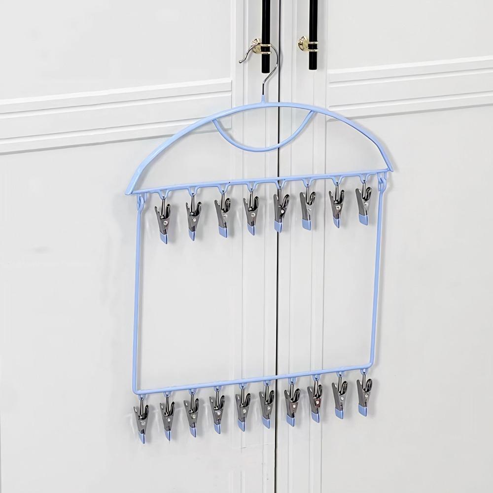 

Stainless Steel Underwear Drying Clips Large Capacity Multi-clip Sock Drying Hanger Baby Clothes синій