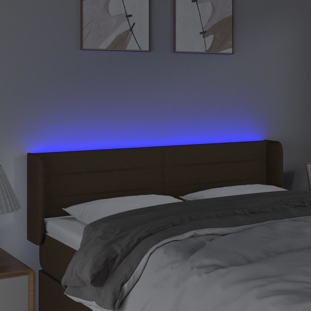 Vidaxl Bed Headboard with LED, Dark Brown, 147X16X78/88Cm, Fabric