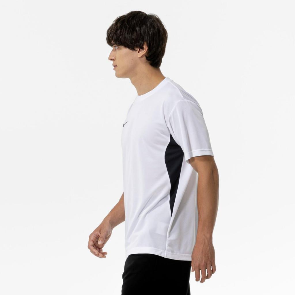 NaviDry Short Sleeve with and Training Size 32MAC196 Men's T-Shirt U-Neck, Moisture-Wicking Quick-Drying, Underwear, White/Black, XL,