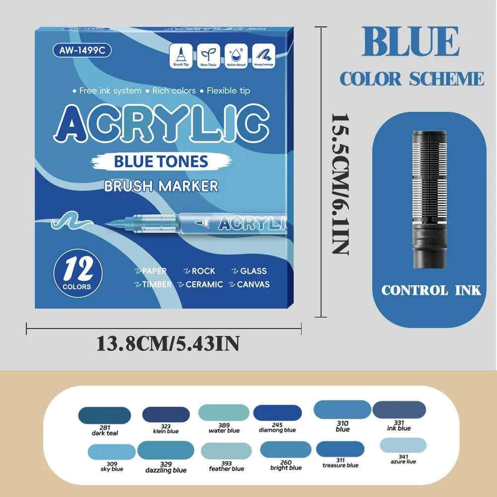 12-288 Colors Acrylic Paint Pen Marker Brush Tip Paint Marker For Rock Painting Wood Canvas Stone Christmas Gift DIY Craft