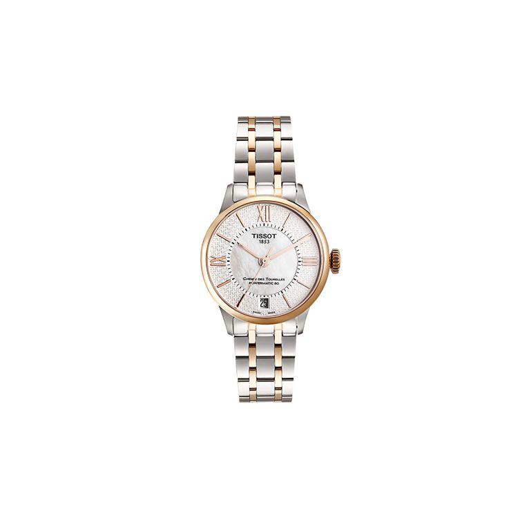 TISSOT Montre  S&eacute;rie Dulur Mouvement M&eacute;canique Automatique &Eacute;tanche 50m Cadran Nacre 32mm Bracelet Acier Inoxydable T099.207.22.118.01 Silver Dial