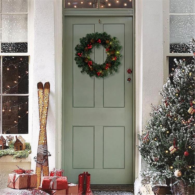 Weihnachtskranz Dekorationen für Haustür mit Beeren Tannenzapfen Kiefernnadel Türkranz für Zuhause Wand Fenster Veranda