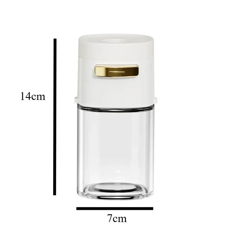 1pcs Glass Quantitative Seasoning Jar, Press-Type Salt Control Bottle, Kitchen Household Seasoning Can, Sealed Salt Jar