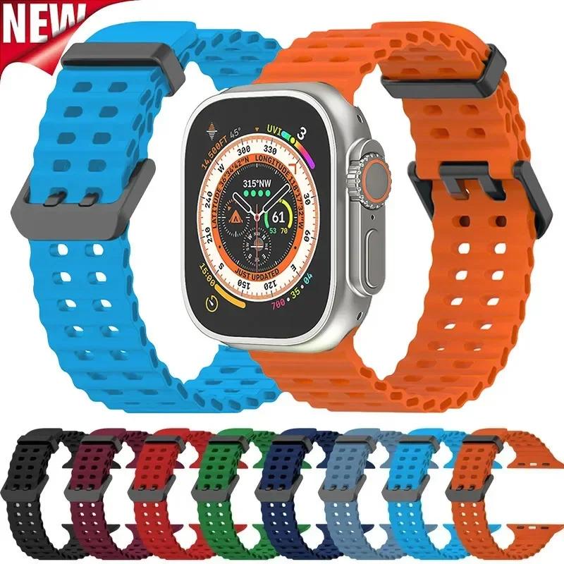 Cinturino in Silicone per Apple Watch Ultra 2 49mm 46 45 44 42mm 38mm 41mm 40mm Cinturino Sportivo per IWatch Serie 9 8 7 6 SE 5 4 3 2 Correa