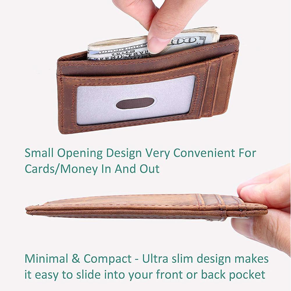Echtes Rindsleder Retro Schlanker Kartenhalter Ultra Dünn Minimalistisch Unisex Kleine Kartenbörse für Business Kreditkarten Bankkarten Ausweishalter