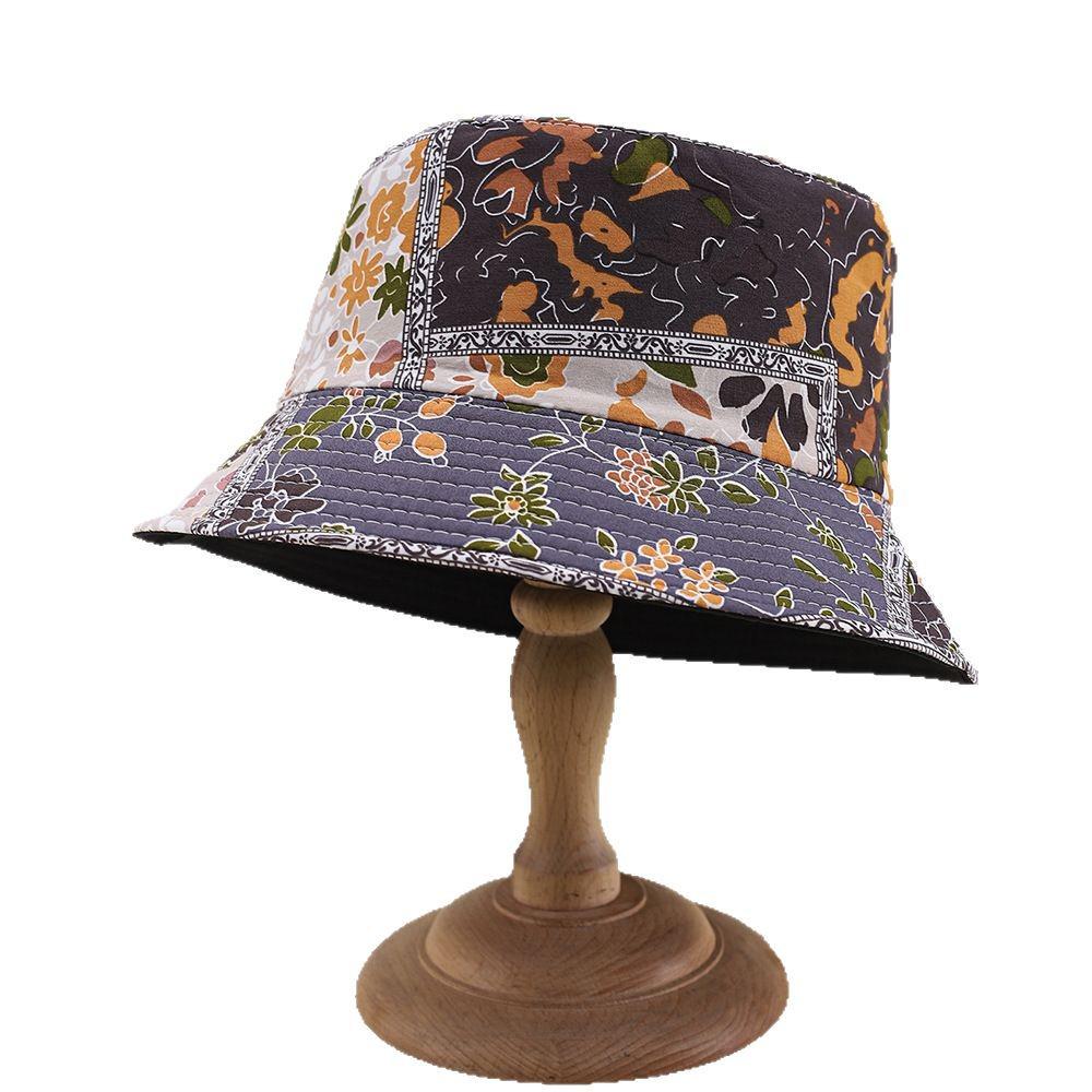 Unisex Reversible Monogram Retro Bucket Hat - Versatile Outdoor Sunshade