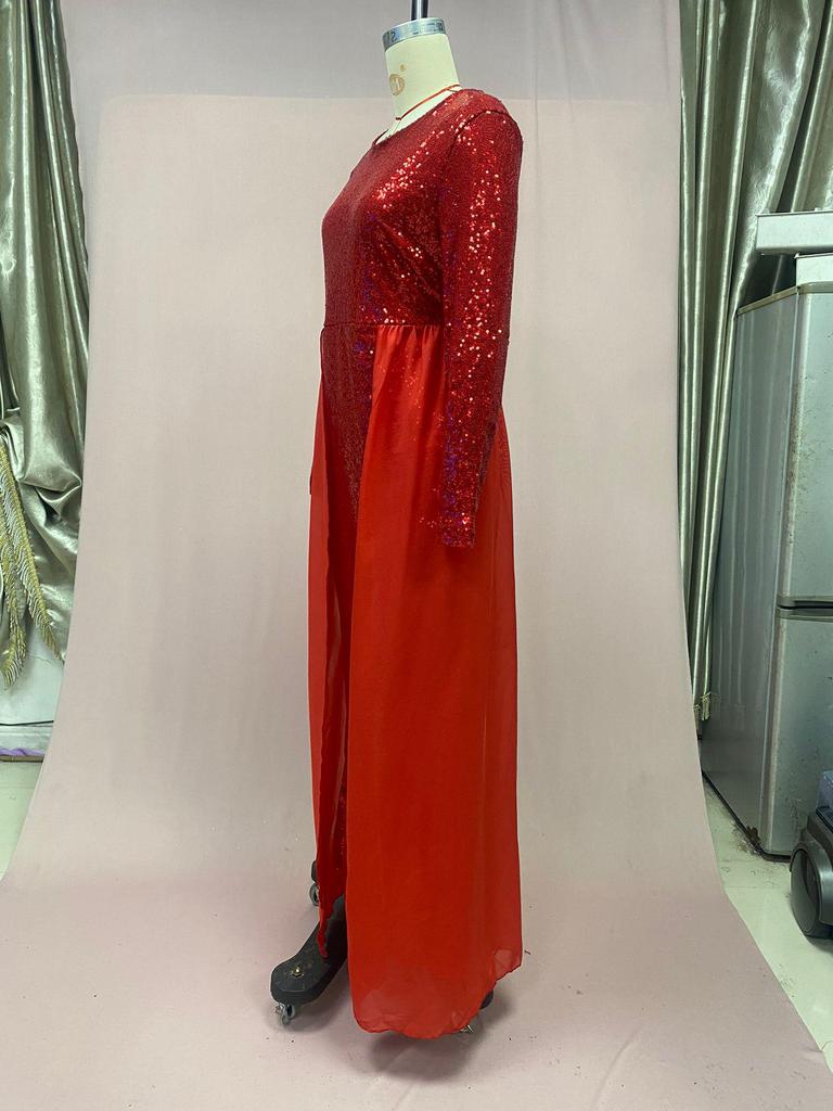 2025 Herbst/Winter Elegantes Langarmkleid mit Pailletten für Damen