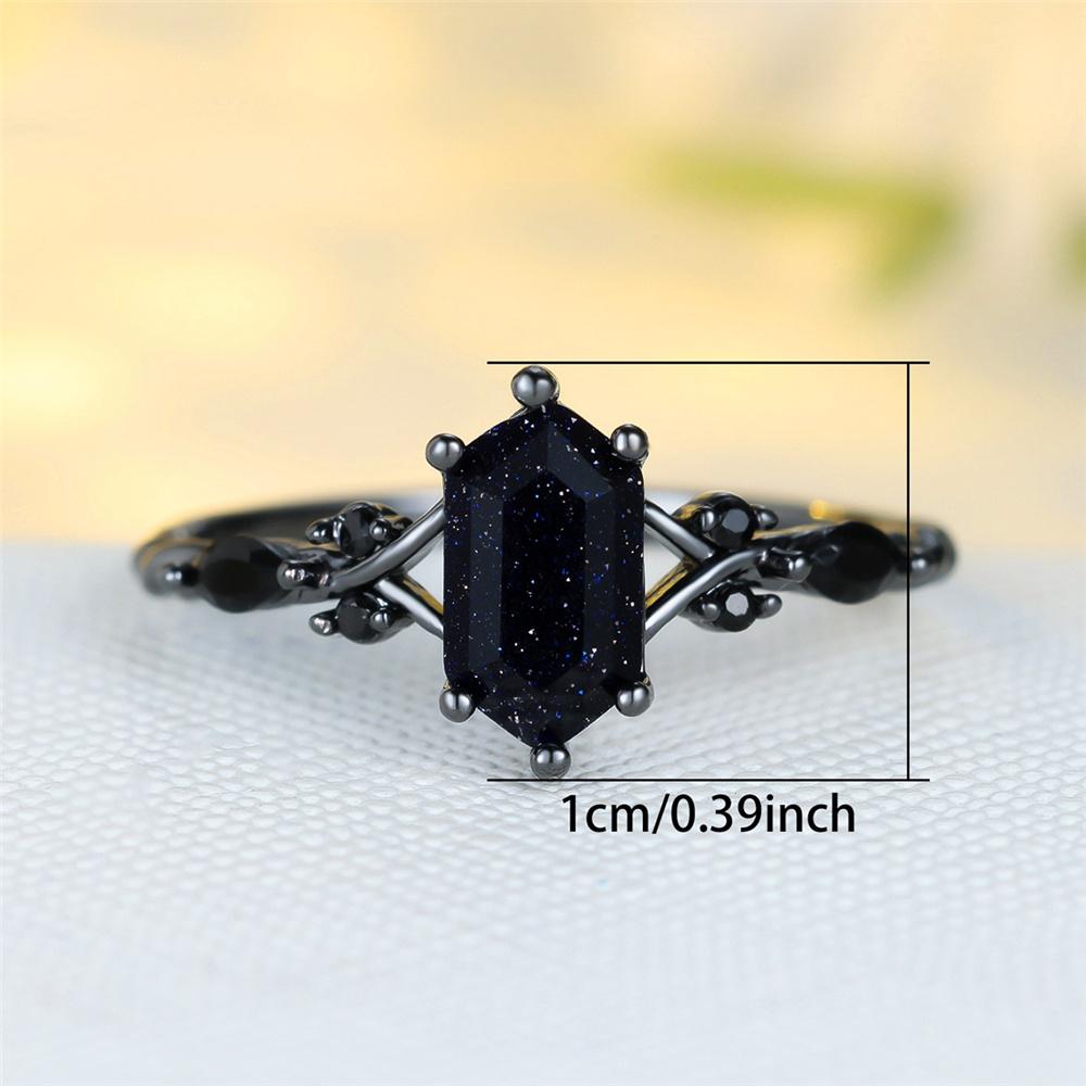Luxury Female Zircon Stone Black Gold Color Wedding  Promise Love Engagement Rings For Women