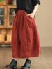 Johnature Woman Autumn Niche Elastic Waist Solid Color Casual A-Line Skirt Fashion Vintage Chinese Style Retro Skirt