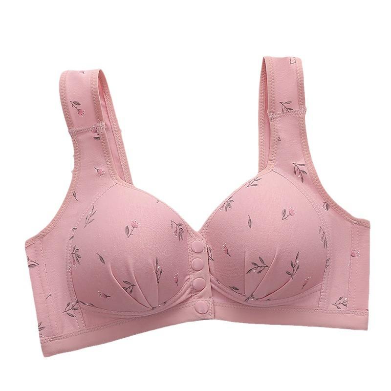 Plus Size Cotton Lace Bra for Mature Women Soft Thin Cup Front Closure Wireless Tank Top Bra Comfortable Full Coverage Supportive Underwear