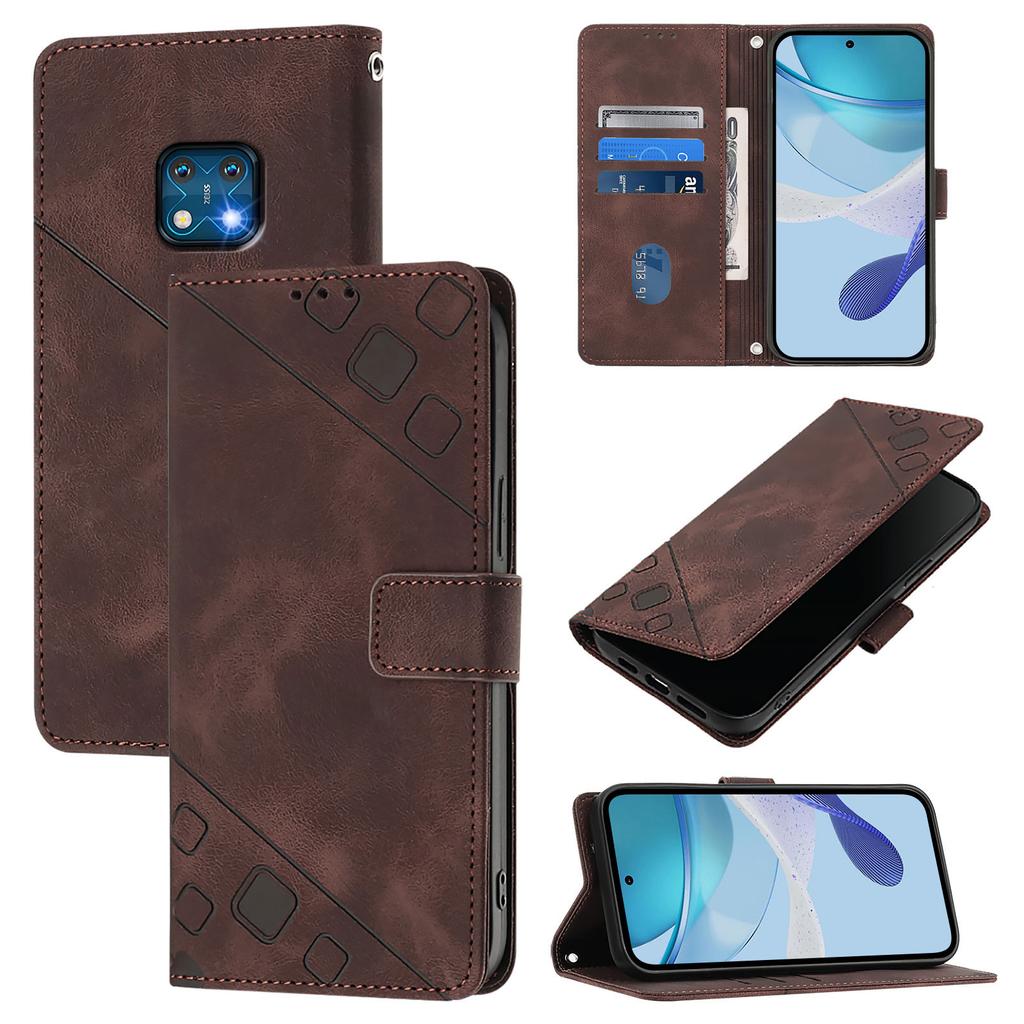 Fashionable Geometric-Patterned Wrist-Strap PU Leather Phone Wallet Case for Nokia HMD Fuison,Pulse,Skyline,Nokia 6.3,C10,C12,C20,C22,G10,G11,G20...