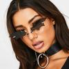 Fashion Rimless Bat Shaped Sunglasses for Men Women Vintage Black Mirror Shades Metal Oculos De Sol Trendy Sun Glasses
