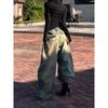 ZYLLO American Y2K Patch Needle Embroidery Heavy Industry Wide Leg Jeans Retro Dirty Dye Wash Loose Fashion Casual High-waist Jeans