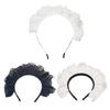 Cosplay Maid Headbands Japanese Style Hair Hoop with Pleated Lace for Halloween