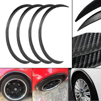 4*Black Carbon Fiber Car Wheel Eyebrow Arch Trim Lips Fender Flares Protector