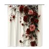 Red Roses And Black Branches Shower Curtain Dramatic Floral Design On White Background Romantic Bathroom Decor Waterproof