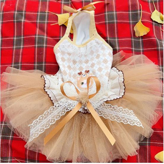 Pet dog clothes Autumn Winter Fluffy Deer Vest Dress Handmade for Small Medium Dogs Photography Costume for dog Cat Dog Set