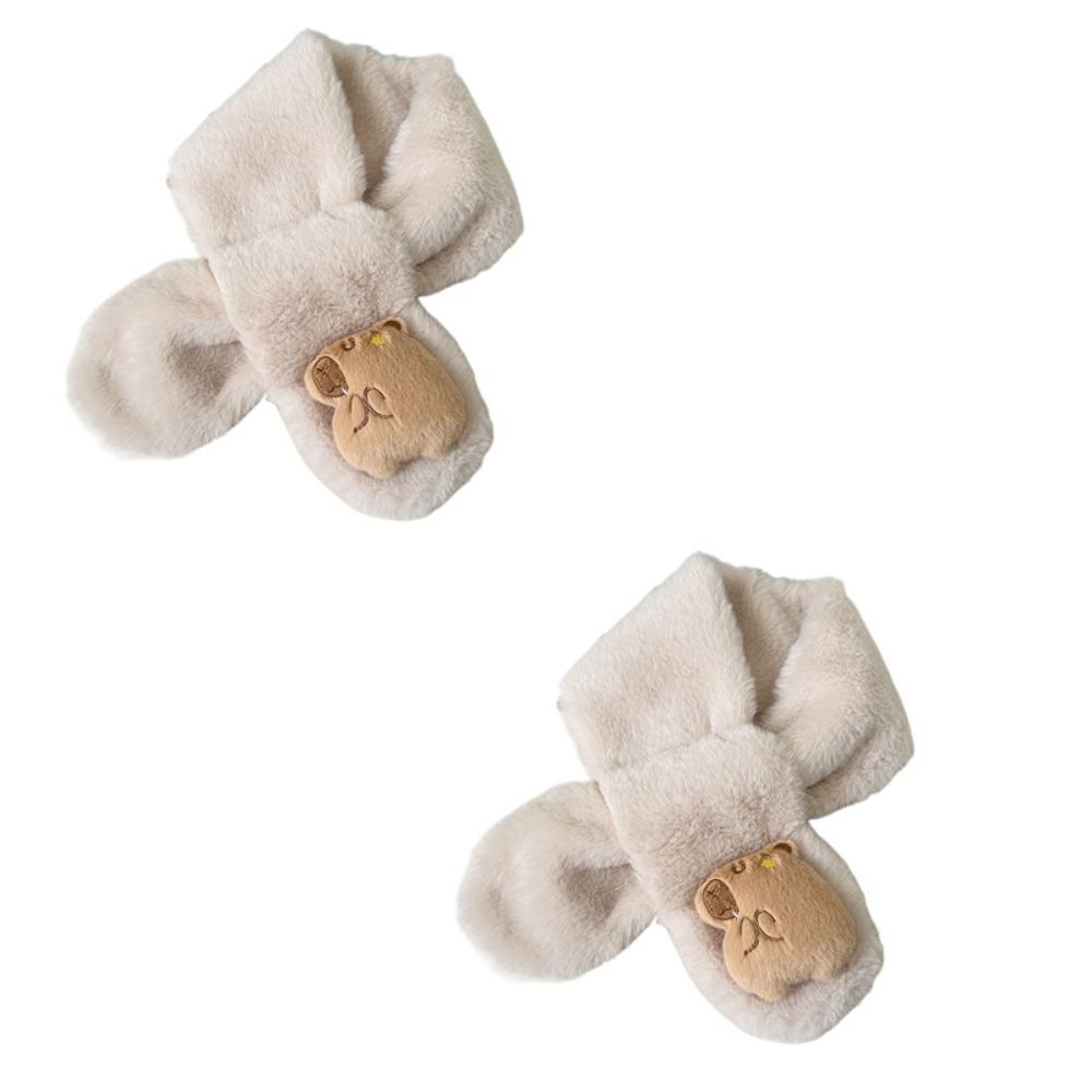 2 Stück Kawaii Capybara Plüschschal Capybara-förmiger Überkreuz-Halswärmer Kinder-Capybara-Schal Baby