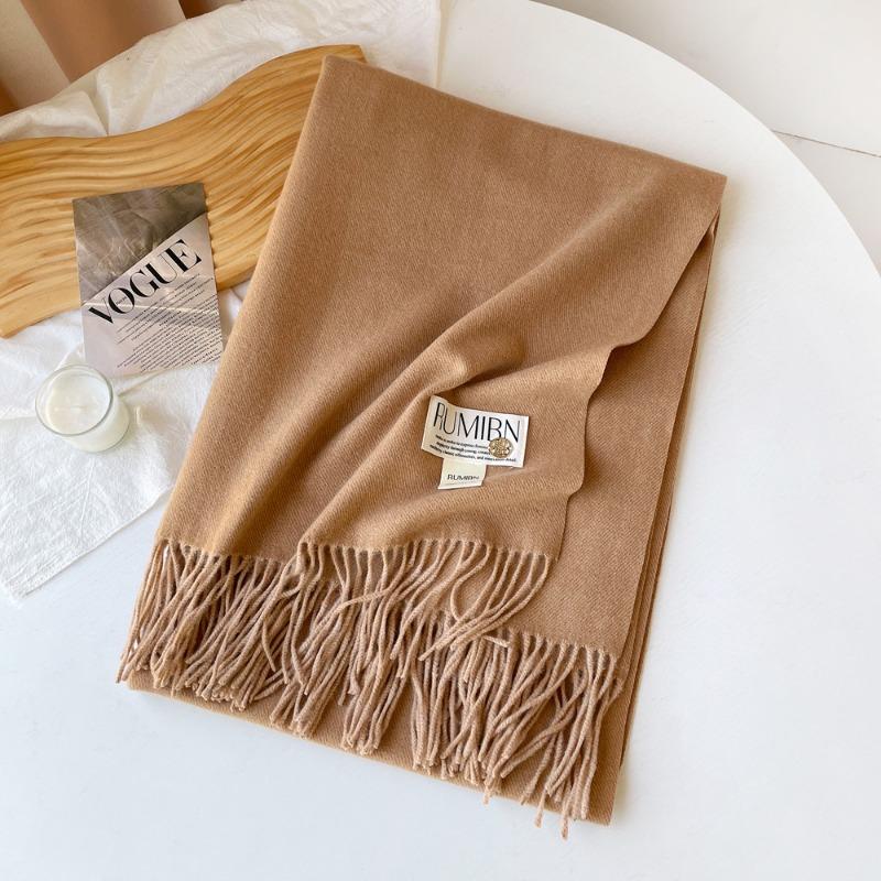 Solid color imitation cashmere scarf women's metal standard shawl women's high-grade relaxation camel-colored warm scarf