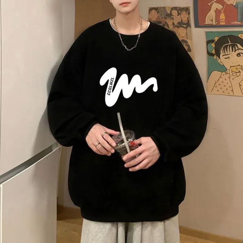 Pure Cotton Sweatshirt Men's 2025 Autumn  Winter Velvet New Trendy Brand Men's Pullover Jacket