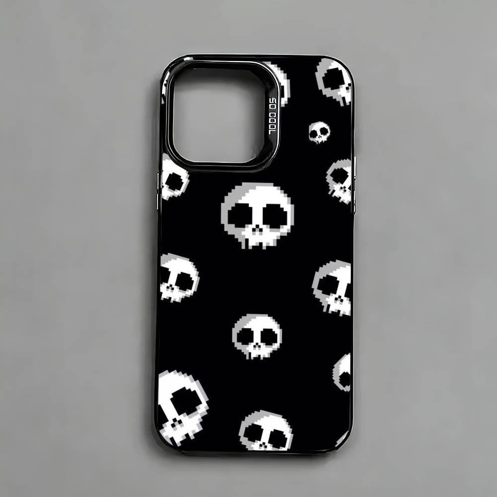 Skeleton Skull-L   Phone Case For iPhone 17,16,15,14,13,12,11 Plus,Pro Max,XS,Colored Silver Plated Inside Cover iPhone15