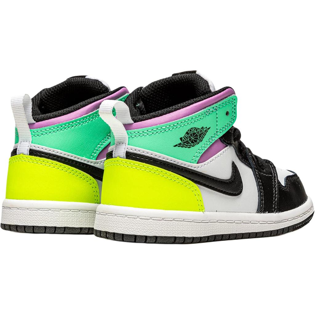 Zapatillas de Bebé Air Jordan 1 Mid TD Pastel Blanco Verde Voltio Brillo 640735-175