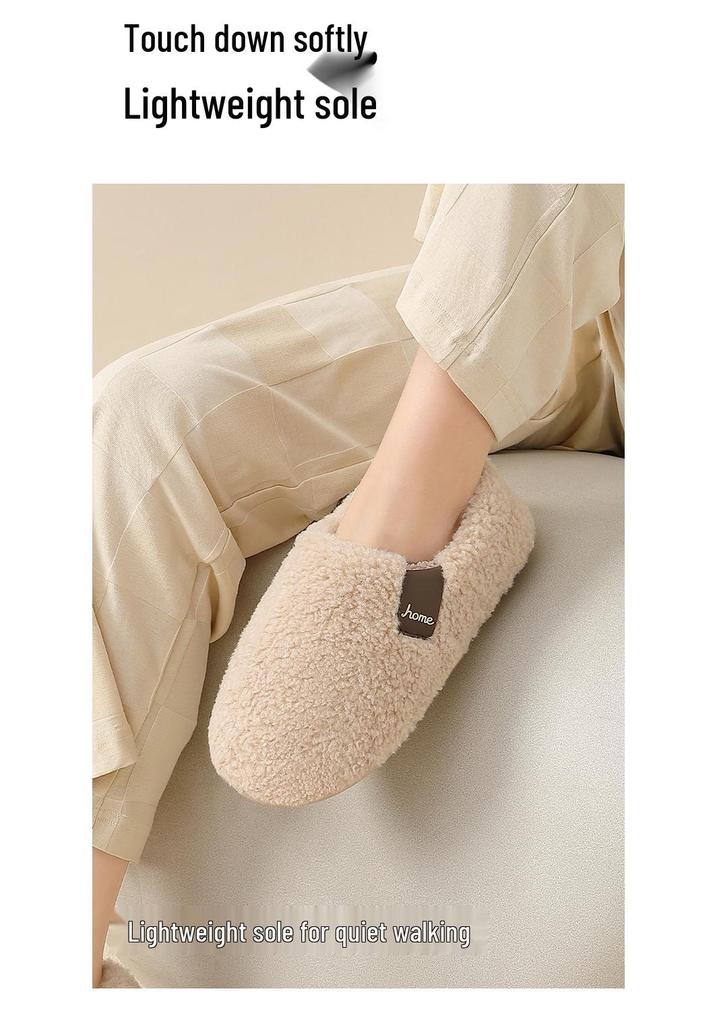 Women's Plush Cotton Non-Slip Indoor Slippers - Warm, Thick Fleece, Closed-Heel for Autumn & Winter, Men's Sizes Available.
