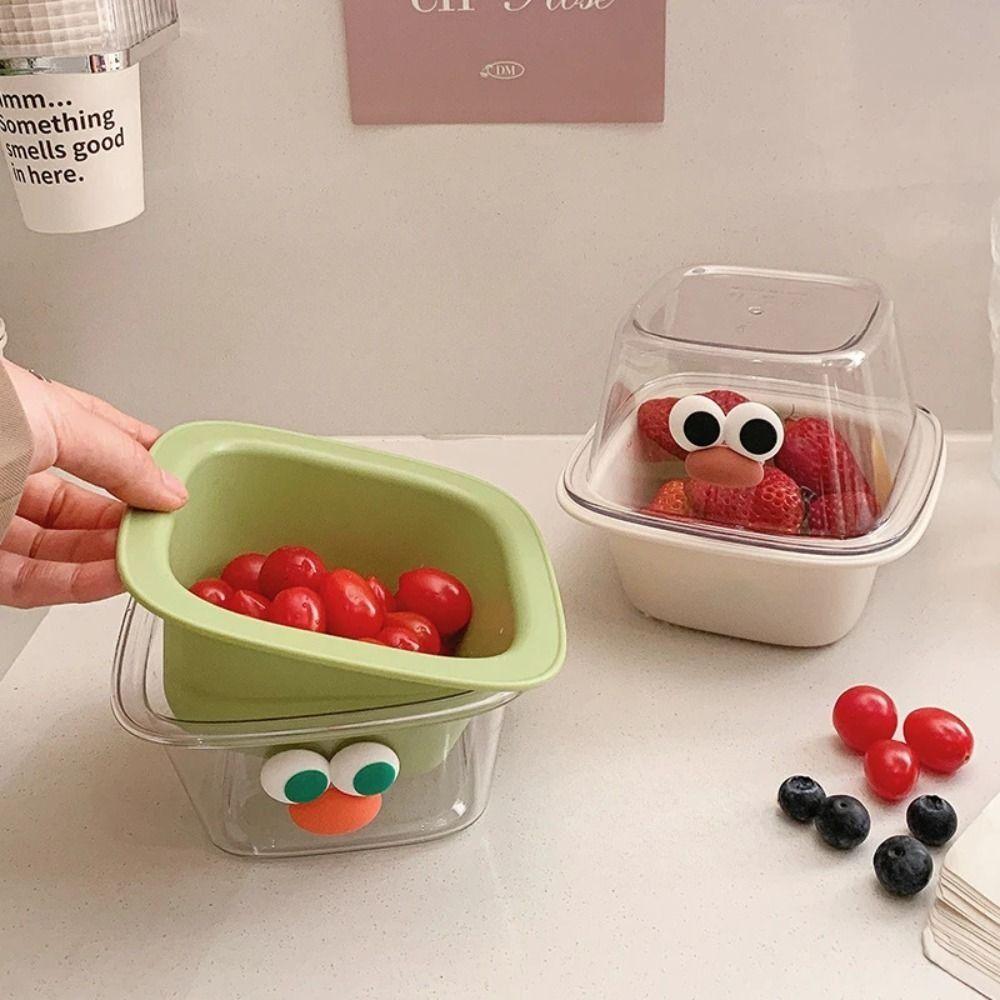 Cute Fruit Storage Basket Stickers Fruit Basin Kitchen Washing Basket Drain Basket Fruit