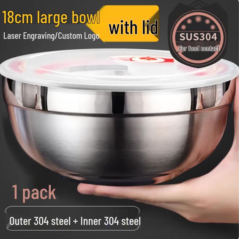 304 Stainless Steel Ramen Noodle Bowl with Lid