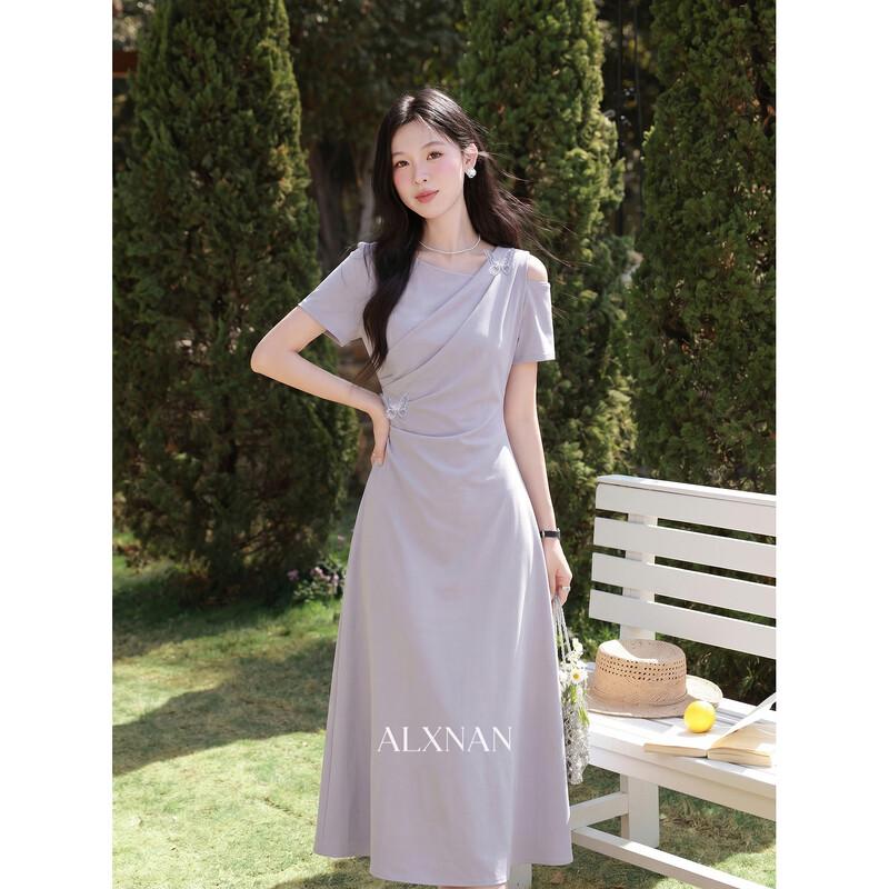 Elegant Purple A-Line Midi Dress M