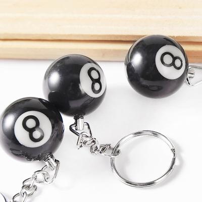 Kreativní kulečníkový kulečníkový stůl Keychain Table Přívěsek na klíče Klíčenka Lucky Black No.8 32 mm Pryskyřičná kulička Dárek na šperky