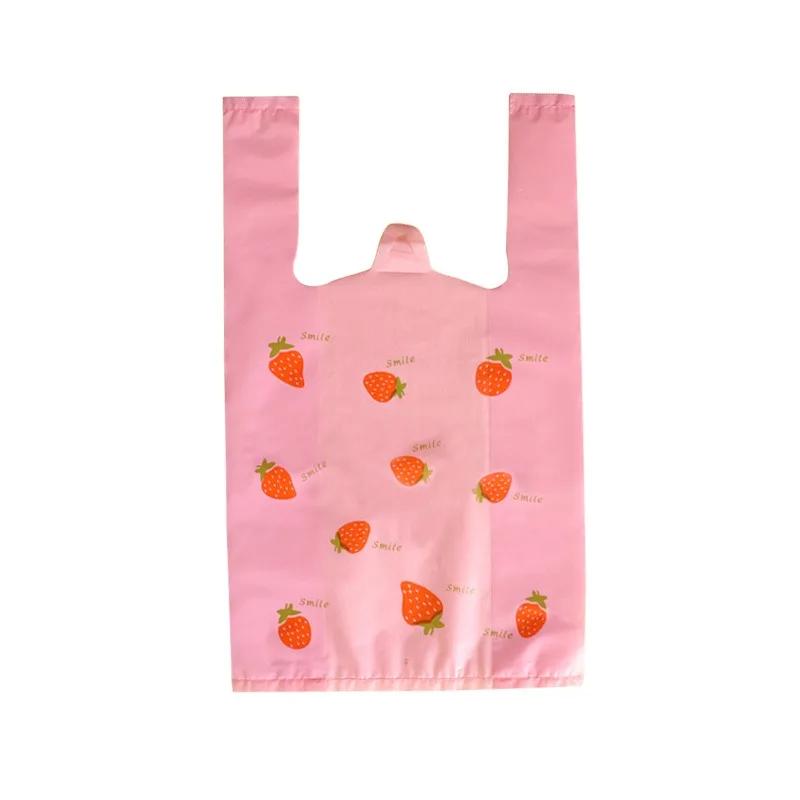 50Pcs Hand-carrying Shopping Packaging Bag Wedding Birthday Party Candy Gift Vest Bags Cute Fruit Packaging Bag Festive Supplies