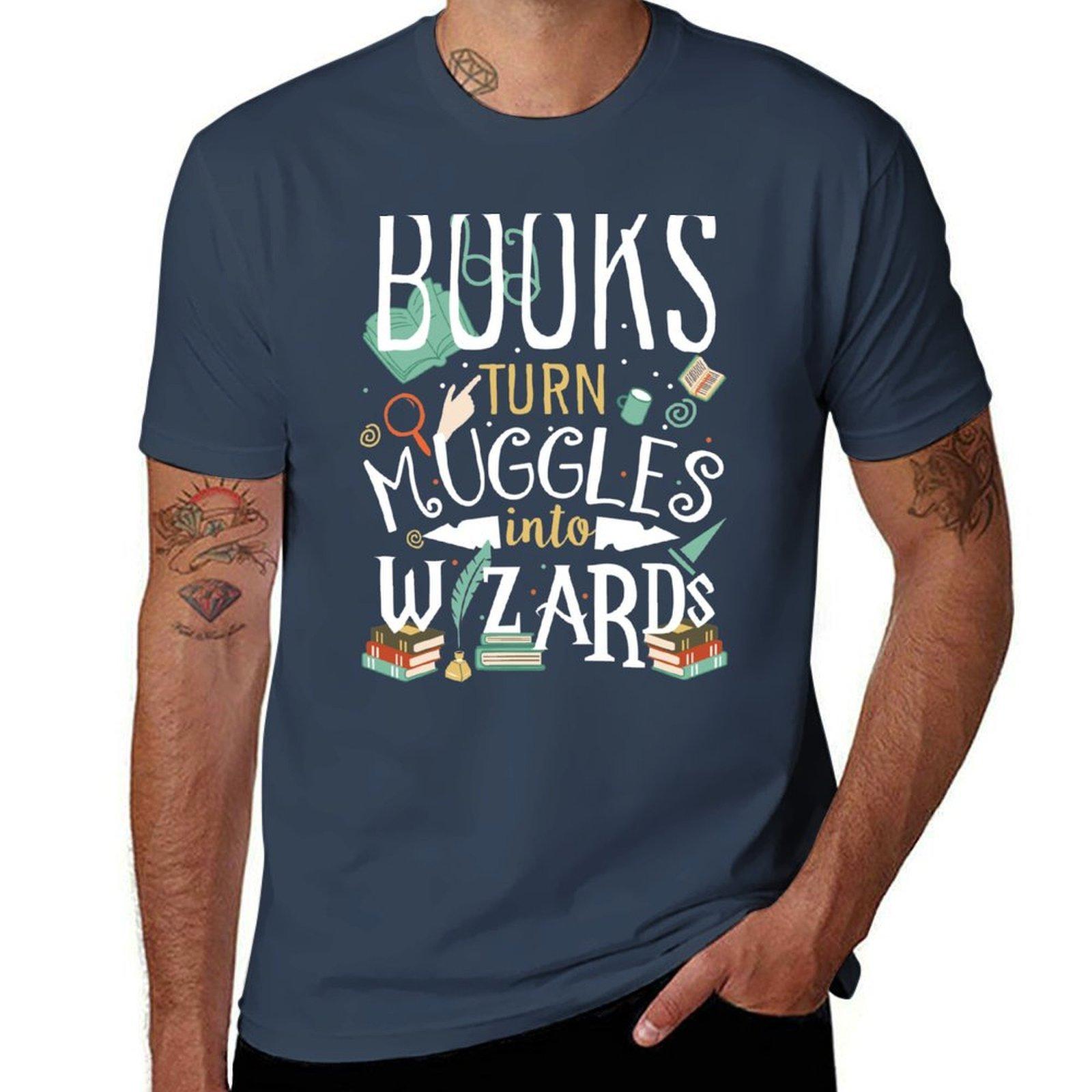 Books turn Muggles into Wizards TShirt Fashion Print Casual Short Sleeve S