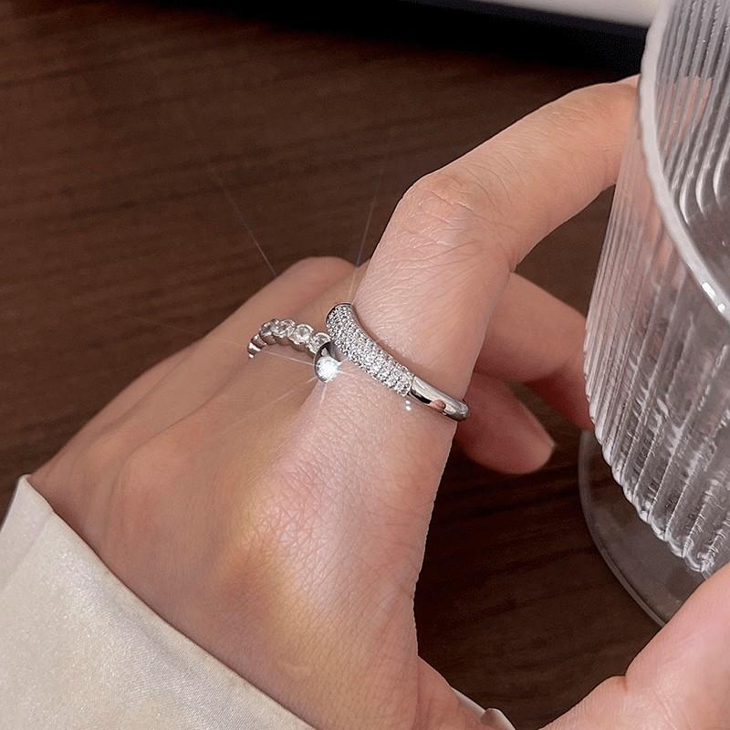 Elegant Korean 925 Sterling Silver Zircon Open Ring For Women Fashionable Unique Design