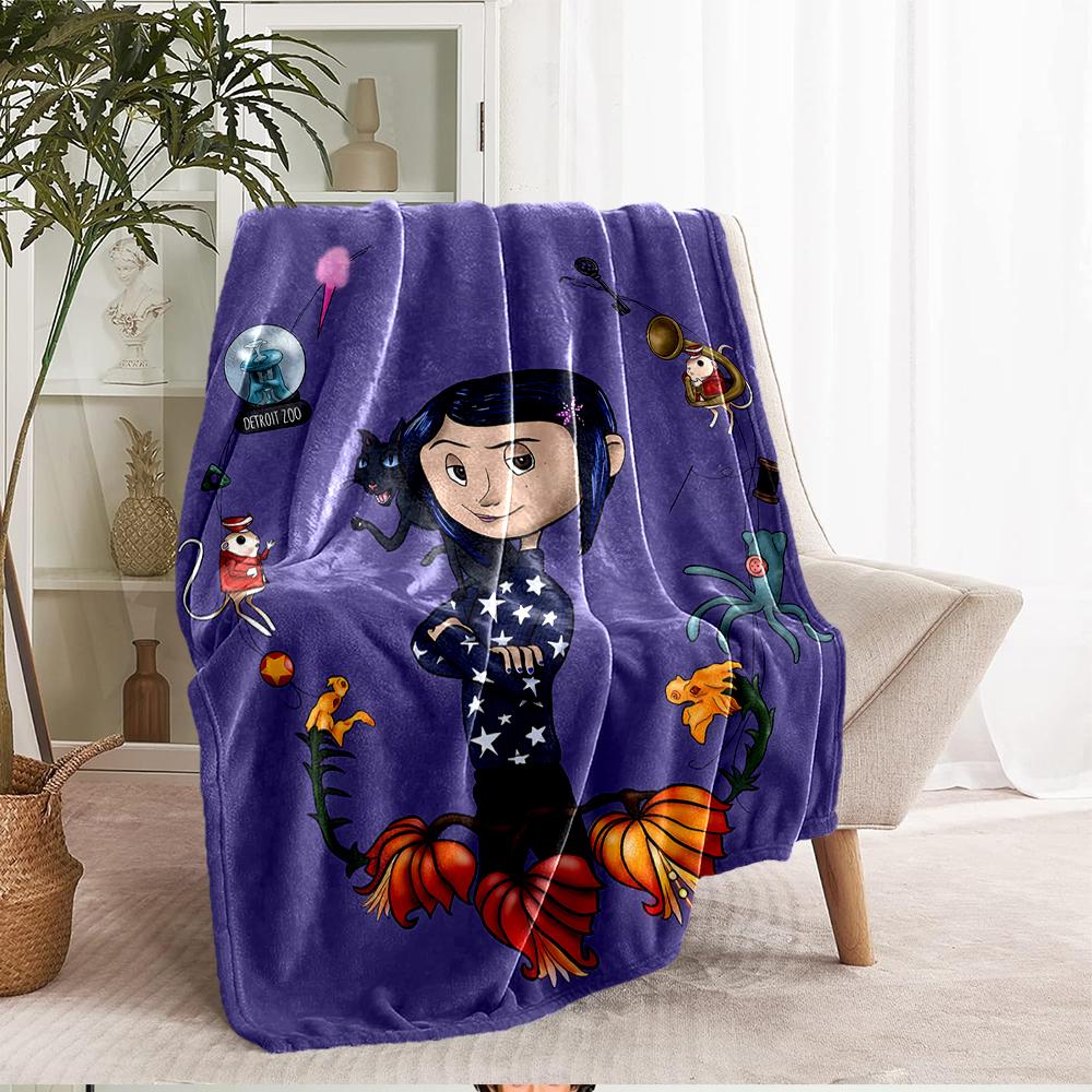 Coraline Theme Printed Blanket - Perfect for Couch, Bed, Travel & Outdoor Use | Machine Washable, Cozy & Durable.