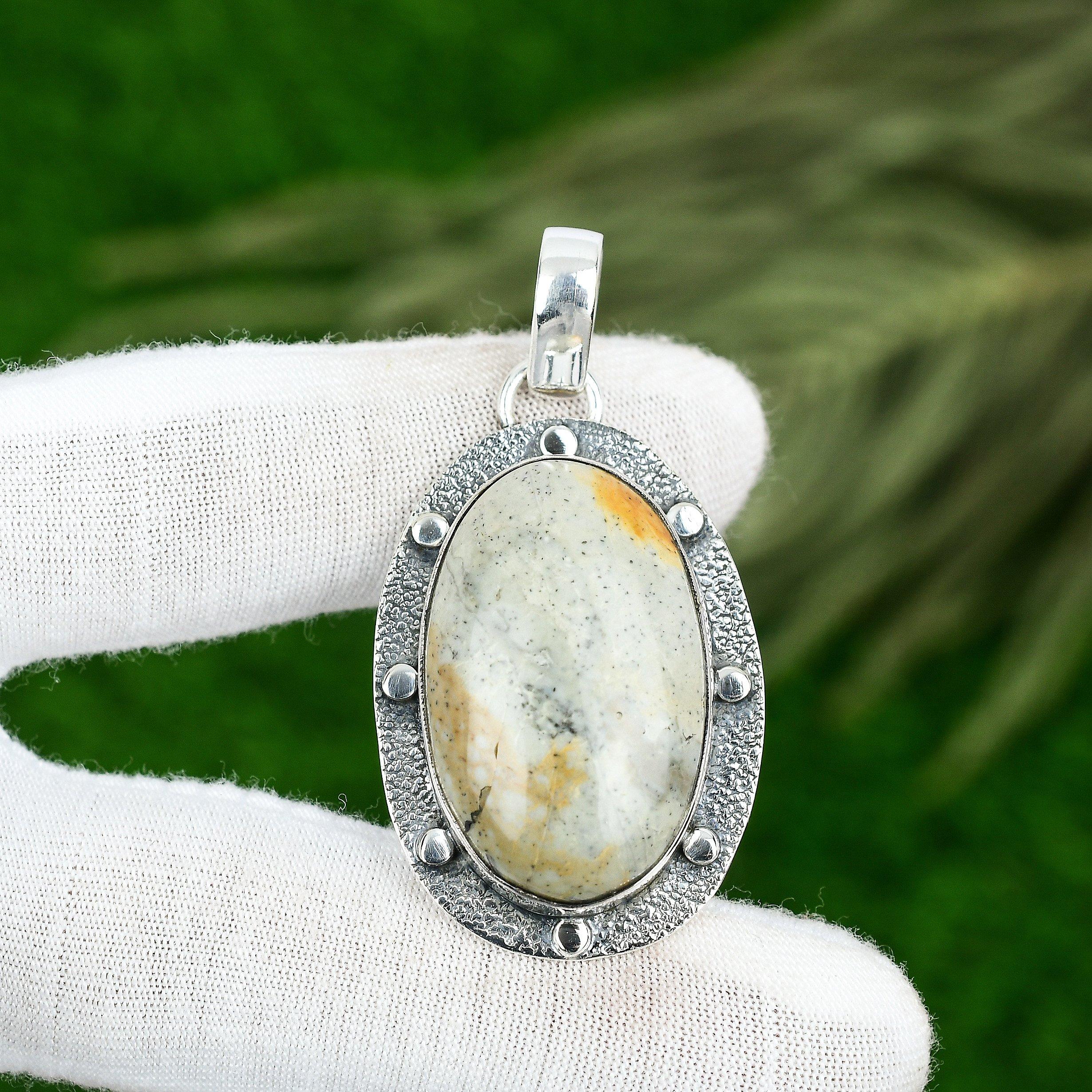 Friendship Day Deal Oval Polychrome Jasper Gemstone Boho Pendant Sterling Silver